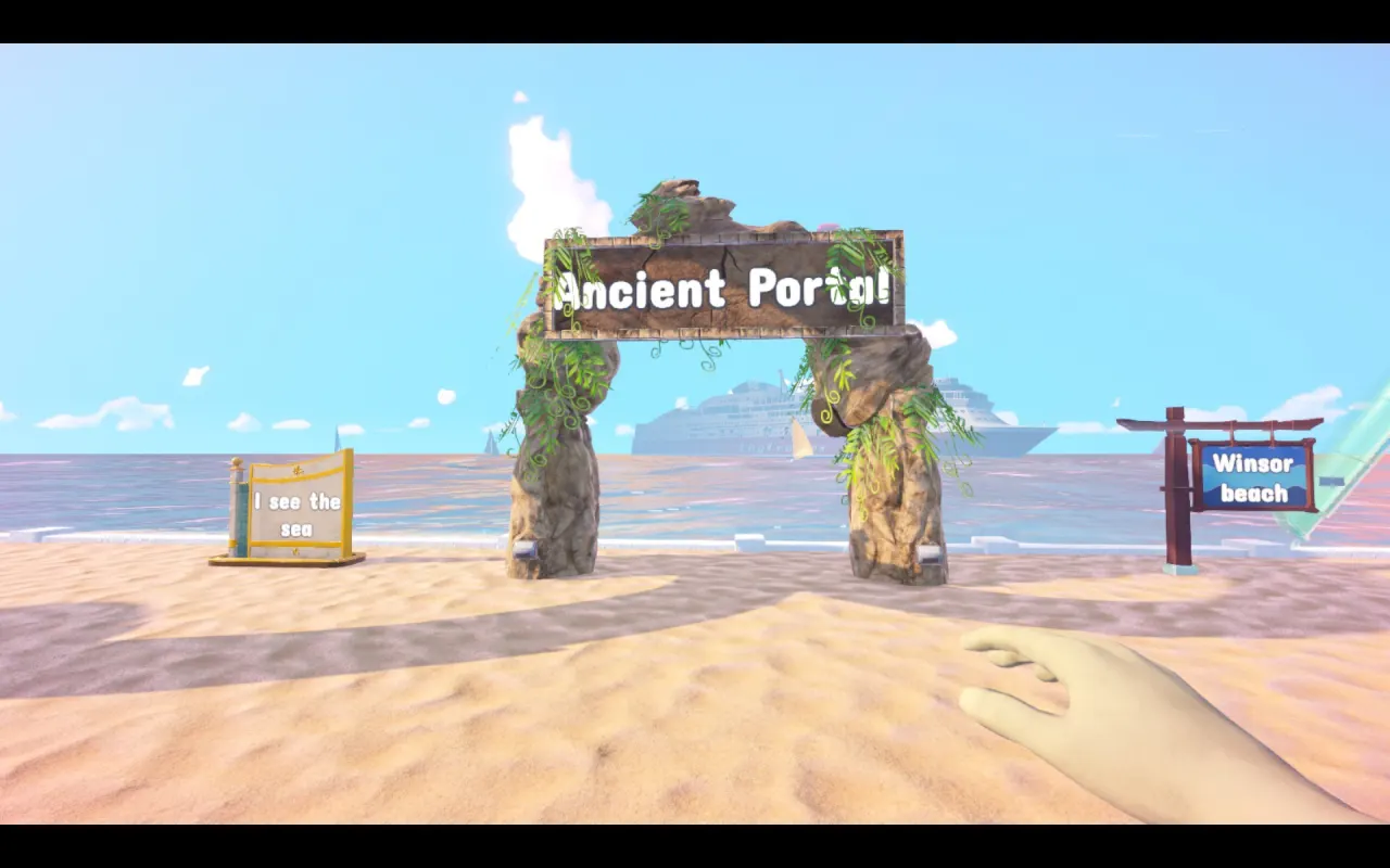 Arches and signs with custom text placed over a path, from the 28 August update announcement